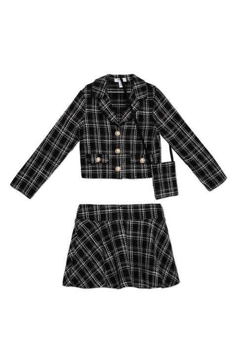 Kids' Lurex Tweed Jacket, Skirt & Bag Set (Big Kid)