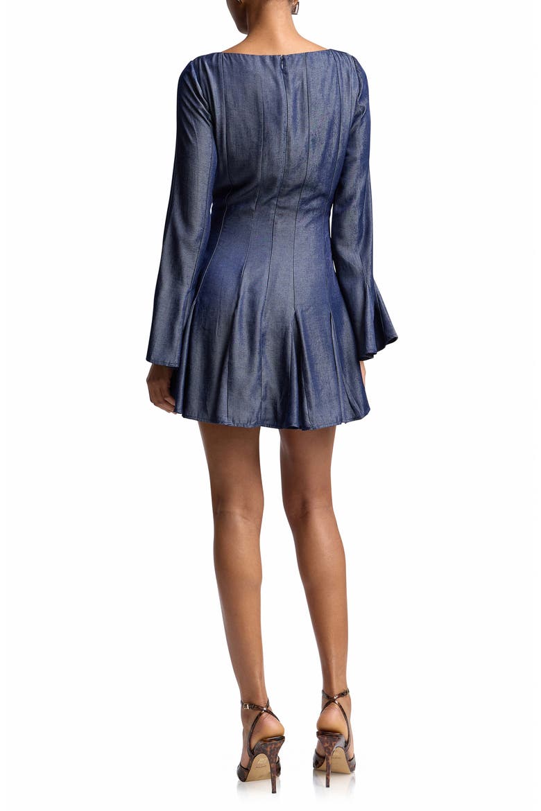 Godet Bell Sleeve Minidress, Alternate, color, INDIGO