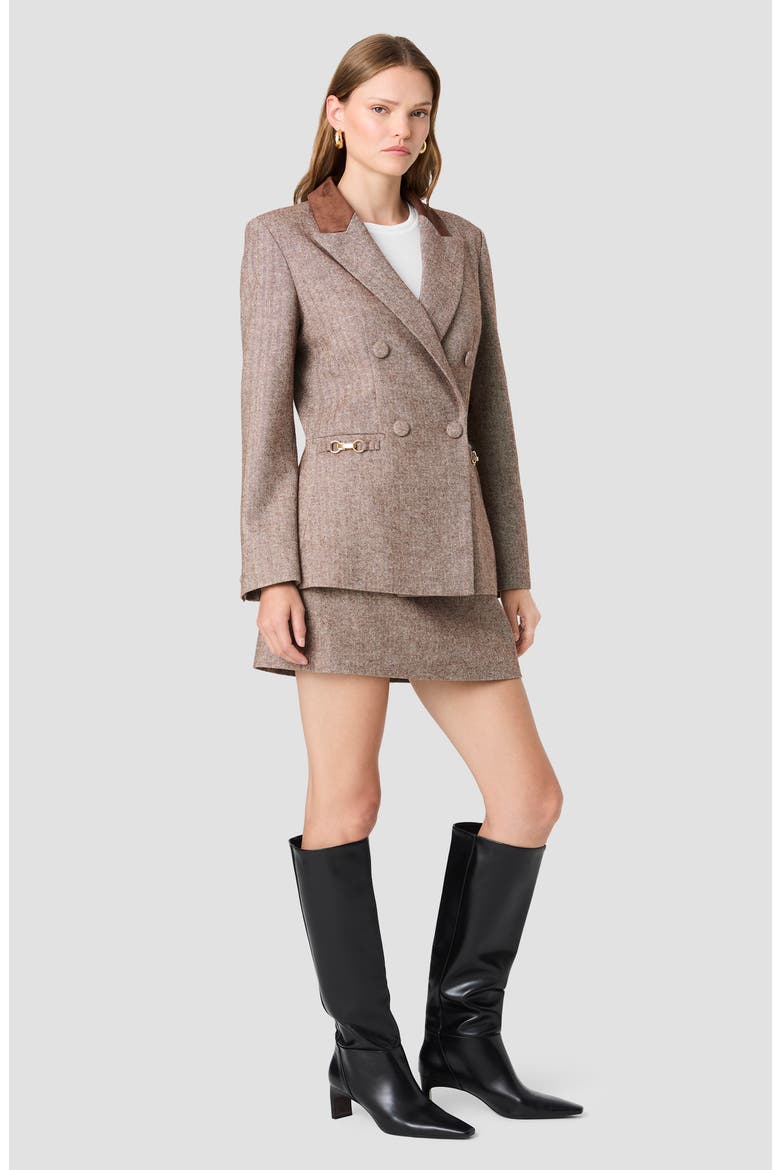 Naya Herringbone Contrast Blazer, Alternate, color, NAYA HERRINGBONE