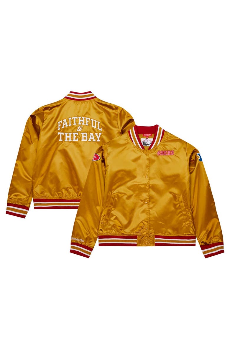 Mitchell & Ness Women's Mitchell & Ness Gold San Francisco 49ers Faithful to The Bay Satin Full-Snap Jacket, Main, color, 