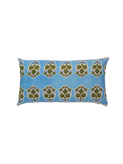 Alamwar Parakeets Blue/green Lumbar Pillow Cover In Blue/green