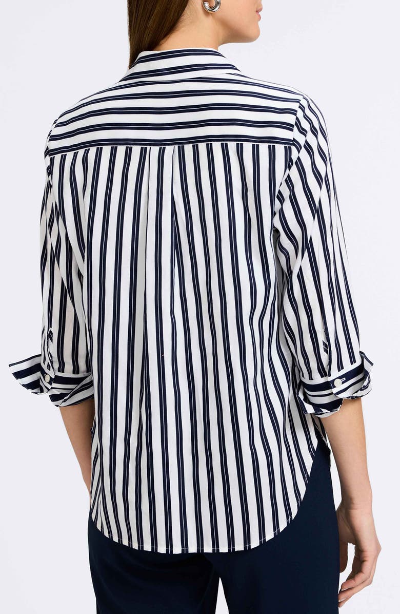 Foxcroft Madison Stripe Shirt, Alternate, color, Navy/White