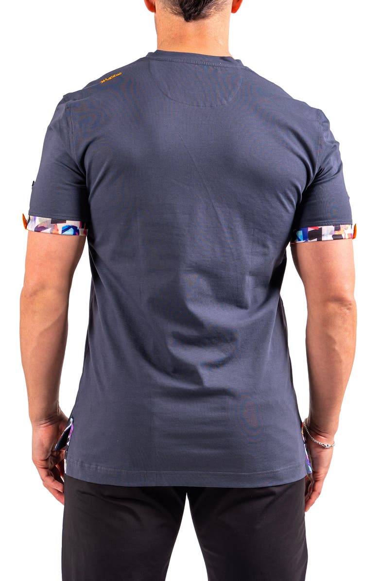 Maceoo Vivaldi Dark Blue V-Neck Cotton T-Shirt, Alternate, color, Blue