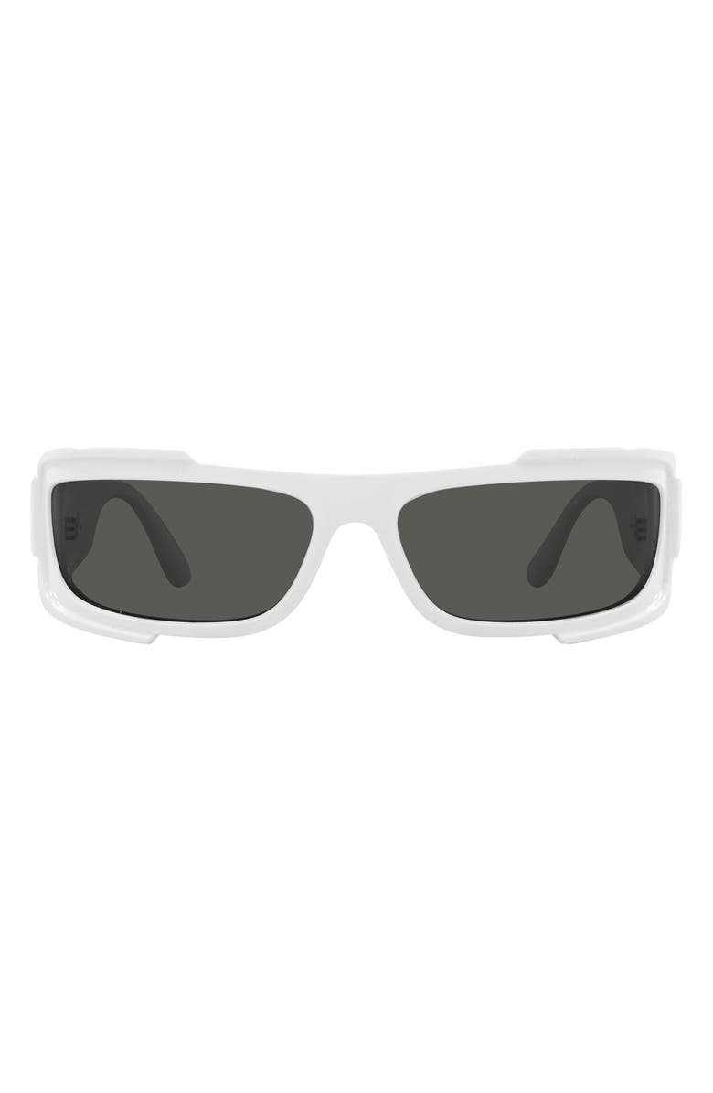 Versace 67mm Rectangular Sunglasses, Main, color, White