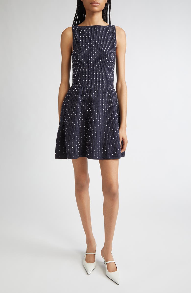 Emporio Armani Dot Sleeveless Fit & Flare Minidress, Main, color, Fancy Blue