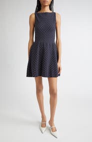 Emporio Armani Dot Sleeveless Fit & Flare Minidress