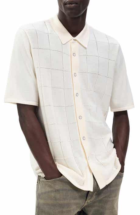 rag & bone Dalton Wool Blend Short Sleeve Knit Button-Up Shirt