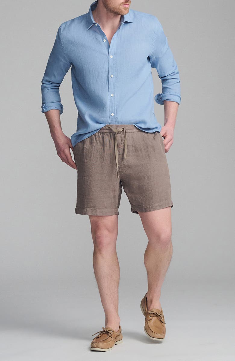 Mavi Jeans Regular Fit Linen Button-Up Shirt, Alternate, color, Faded Denim