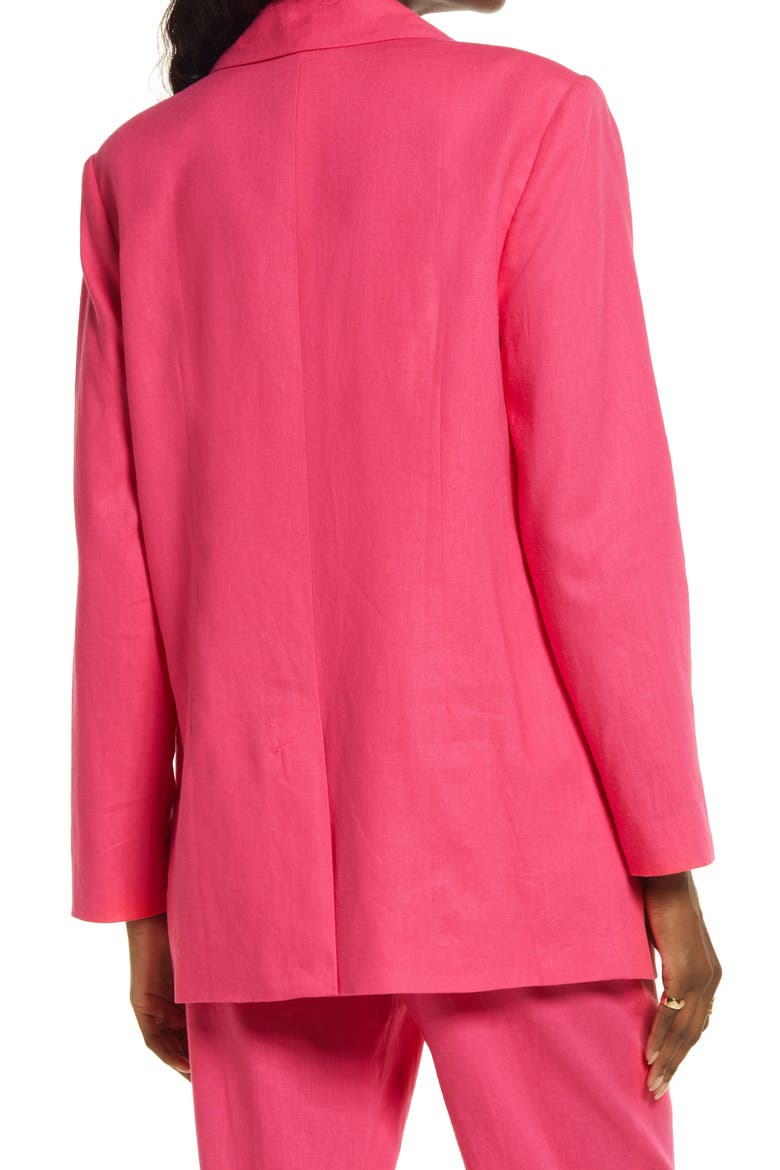 Oversize Linen Blend Blazer, Alternate, color, PINK MAGENTA