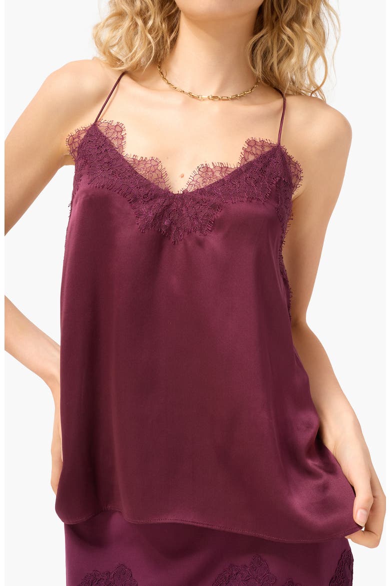 The Racer Lace Trim Silk Camisole, Alternate, color, BLACKBERRY