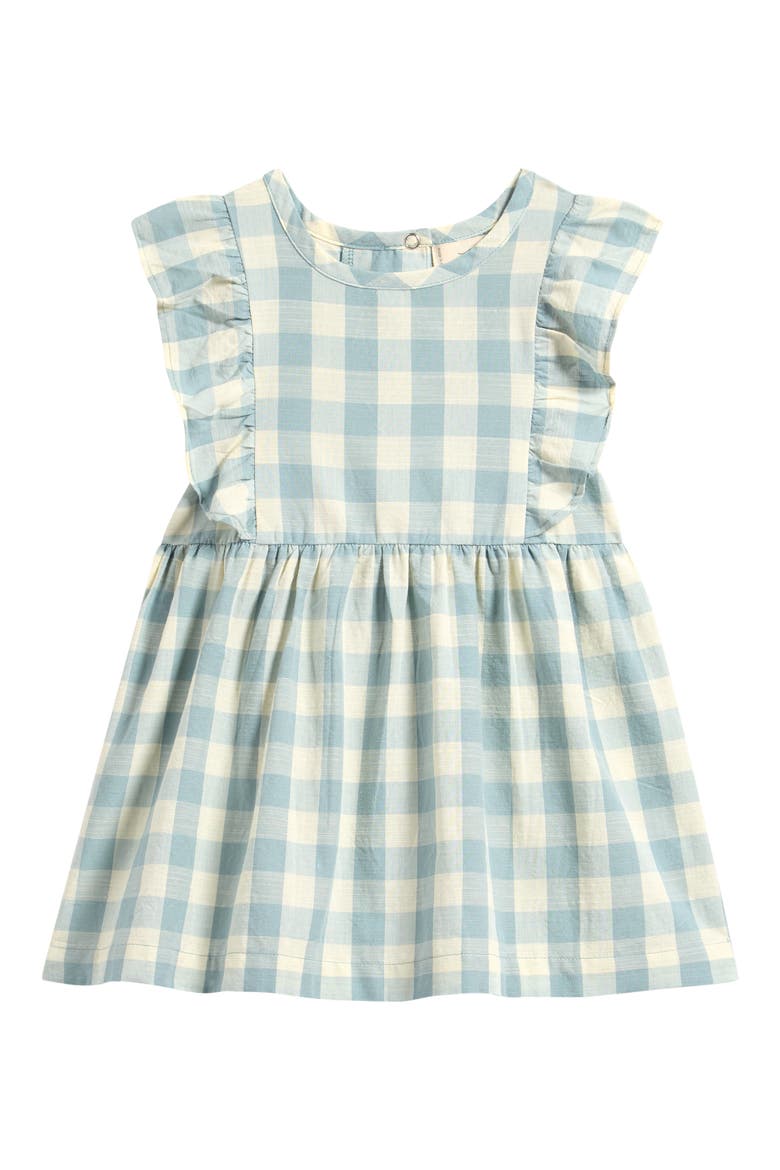 Kids' Checkmate Flutter Sleeve Organic Cotton Dress, Main, color, CHECKMATE POND