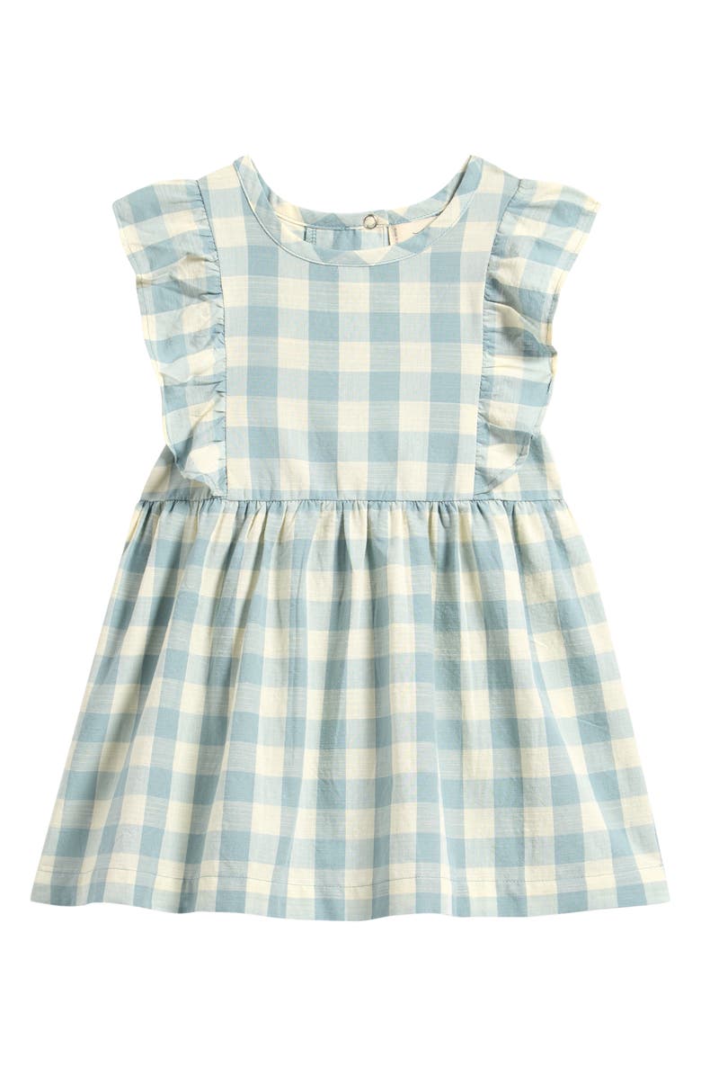 Pehr Kids' Checkmate Flutter Sleeve Organic Cotton Dress, Main, color, Checkmate Pond