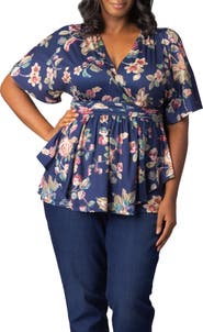 Kiyonna Encore Print Faux Wrap Top