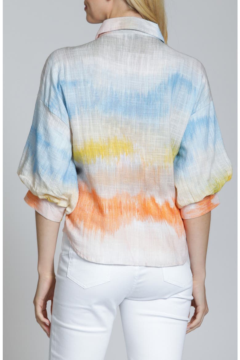 Blouson Sleeve Button-Up Shirt, Alternate, color, BLUE MULTI