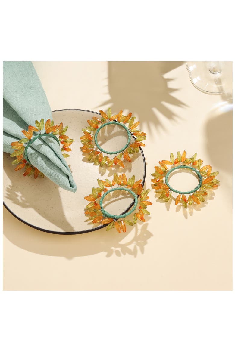 Citrus Elegance 4-Pack Napkin Rings, Alternate, color, GREEN/ YELLOW