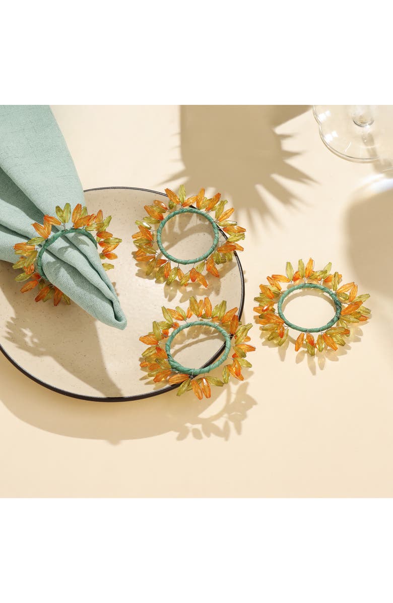 Tiramisu Citrus Elegance 4-Pack Napkin Rings, Alternate, color, Green/ Yellow