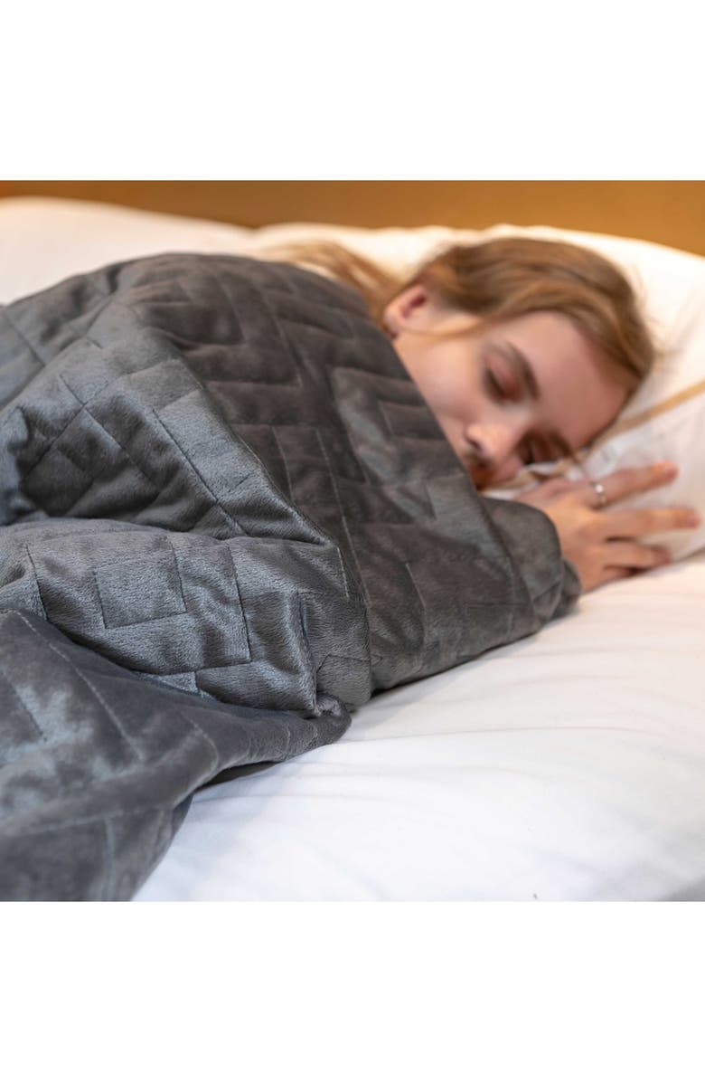 DREAM THEORY Microfiber 15lb. Weighted Blanket & Duvet Cover - Grey, Alternate, color, 