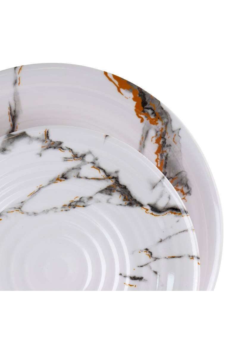 Fine Sculpture 12 Piece Lightweight Melamine Dinnerware Set, Alternate, color, White