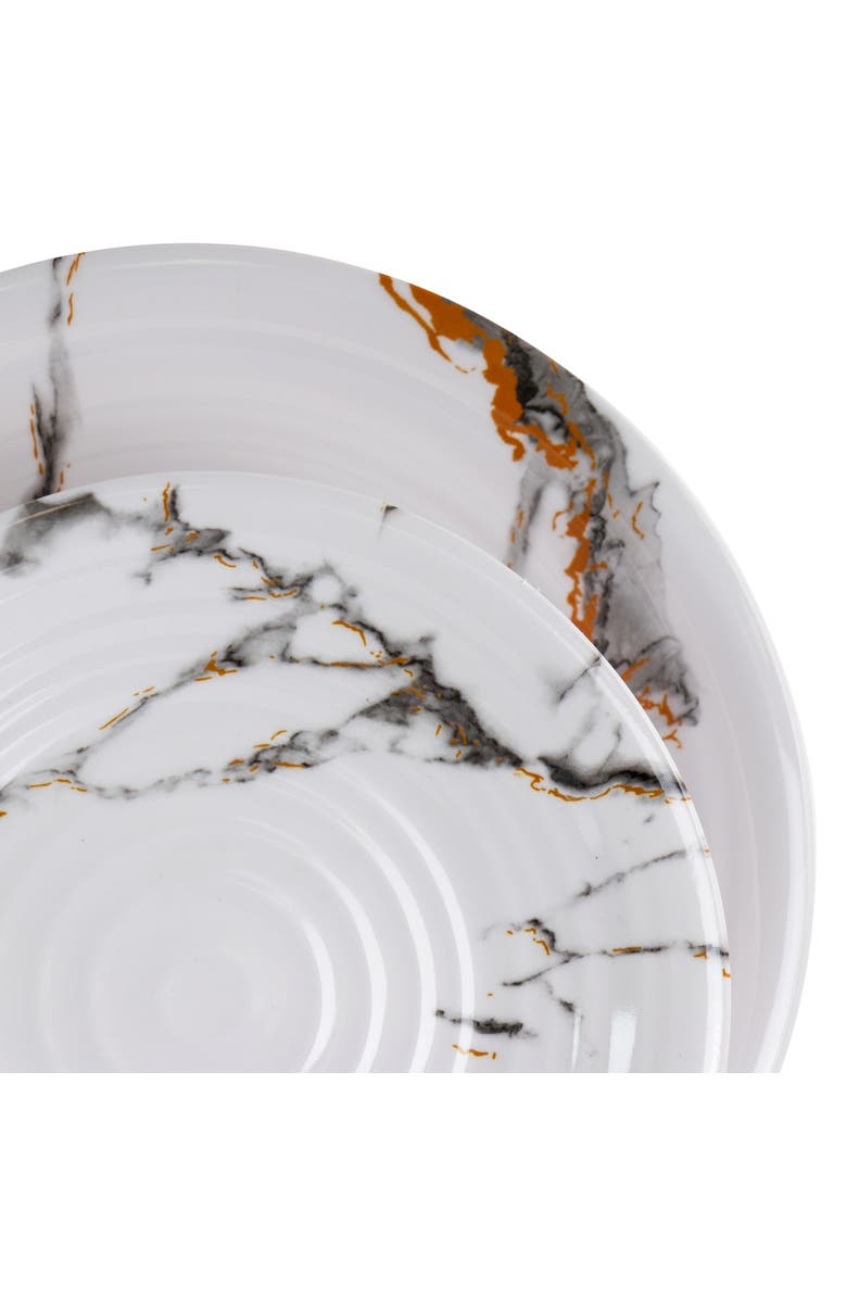 Elama Fine Sculpture 12 Piece Lightweight Melamine Dinnerware Set, Alternate, color, White