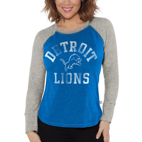 Women
s G-III 4Her by Carl Banks Blue/Heather Gray Detroit Lions Waffle Knit Raglan Long Sleeve T-Shirt