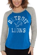 G-III 4HER BY CARL BANKS Women's G-III 4Her by Carl Banks Blue/Heather Gray Detroit Lions Waffle Knit Raglan Long Sleeve T-Shirt