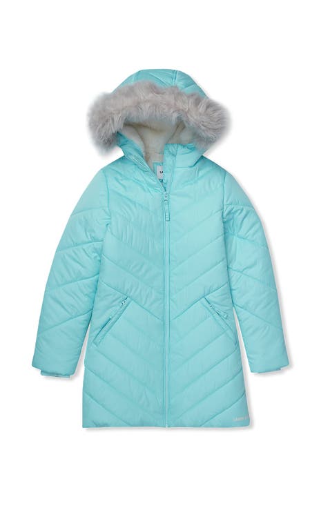 Girls Water Resistant Velour Parka