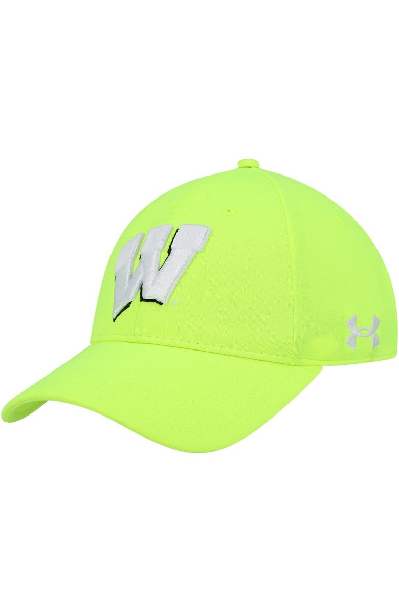 Under Armour Men's Under Armour Neon Green Wisconsin Badgers Signal Caller Performance Adjustable Hat, Main, color, Neon Green