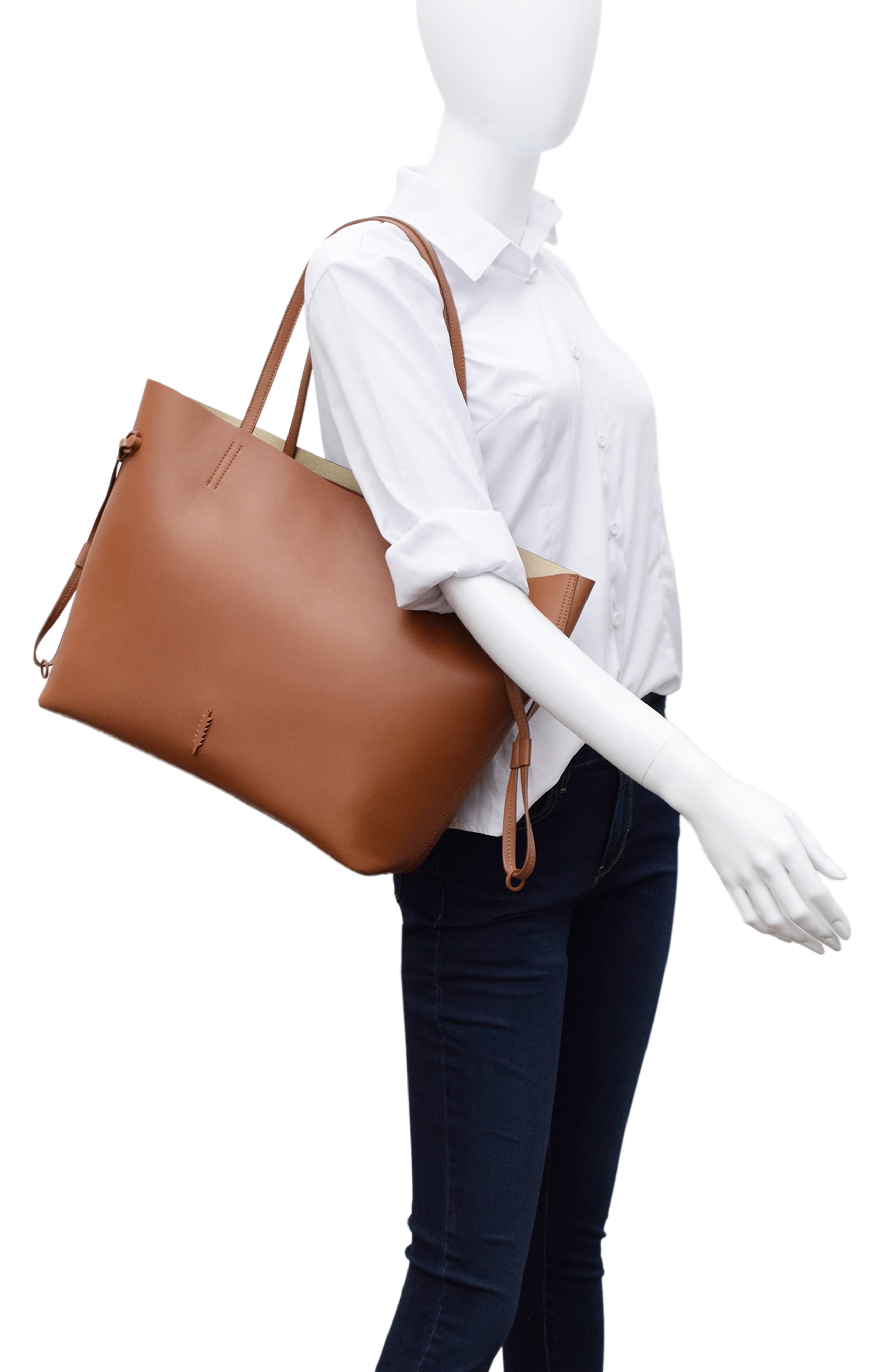 Thacker Kiera Leather Tote, Alternate, color, Cognac