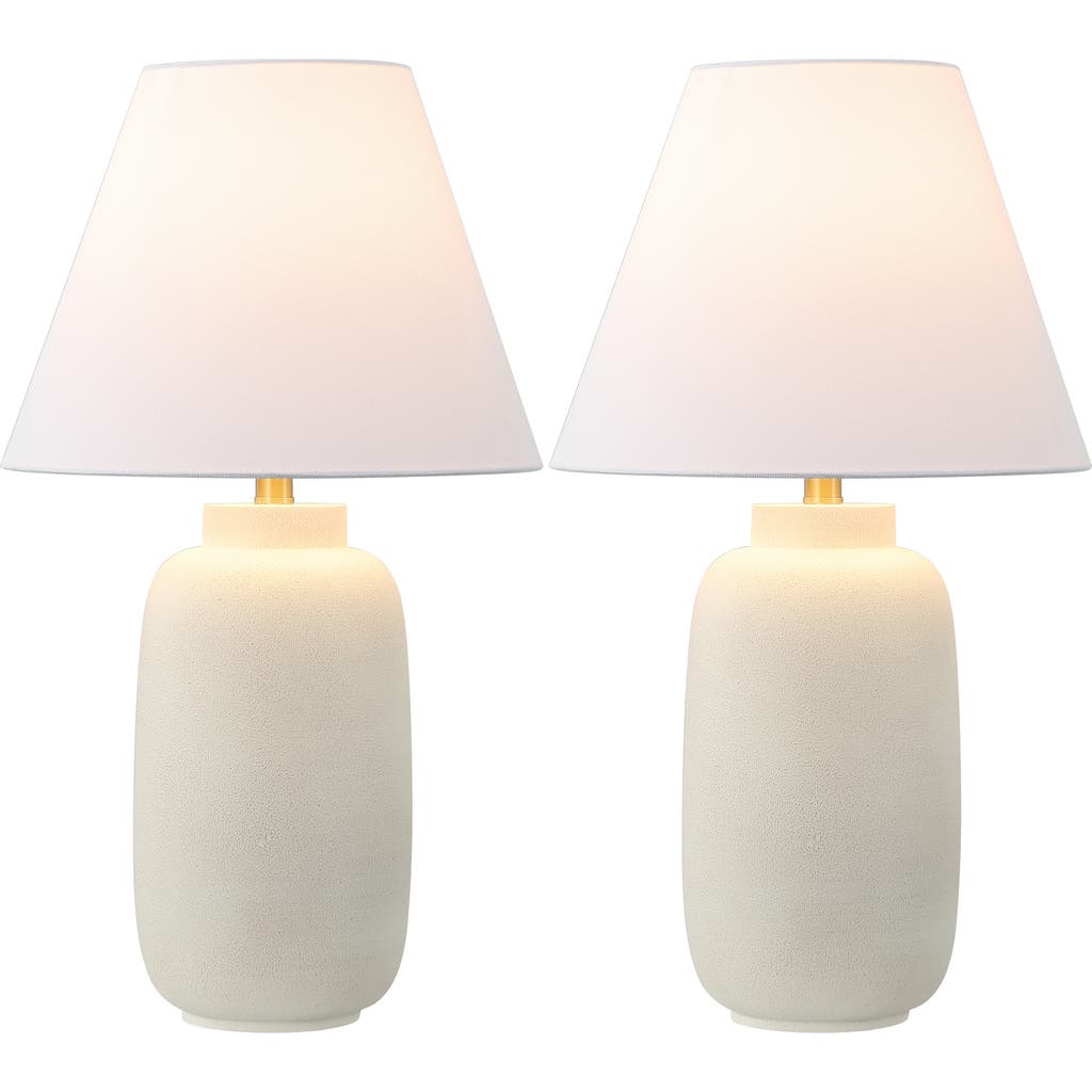 Jonathan Y Elinore 24.5" Minimalist Scandinavian Resin/iron Ginger Jar Led Table Lamp In Matte Cream
