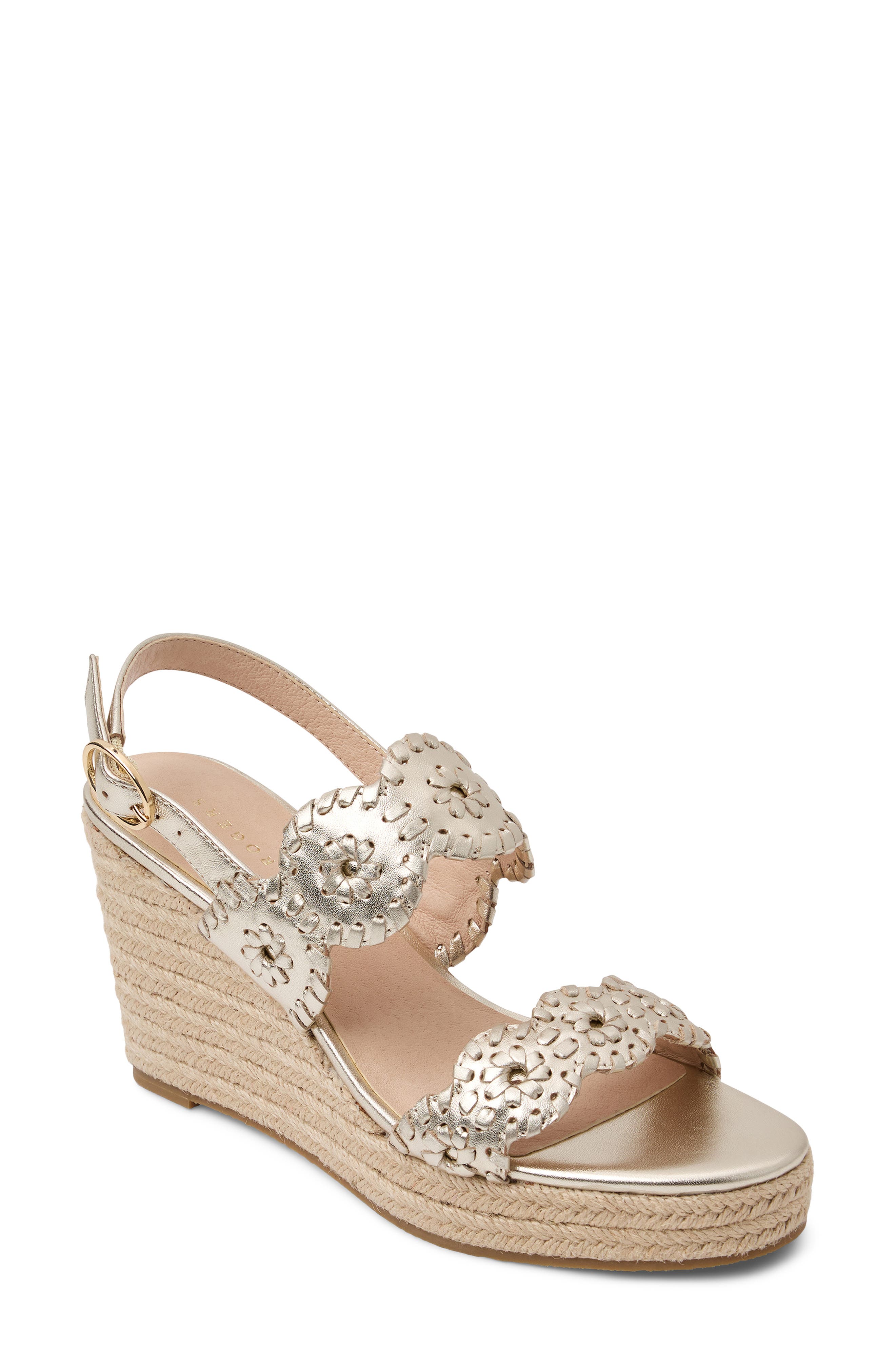 Jack Rogers Laurin Platform Wedge Sandal, Main, color, Platinum