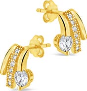 Sterling Forever Rosie Cubic Zirconia Triple Prong Stud Earrings