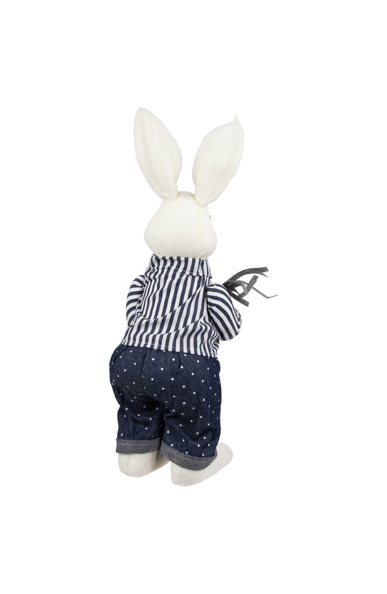 Northlight Standing Boy Bunny with Carrot Easter Figure Decoration - 19" - Navy Blue, Alternate, color, White