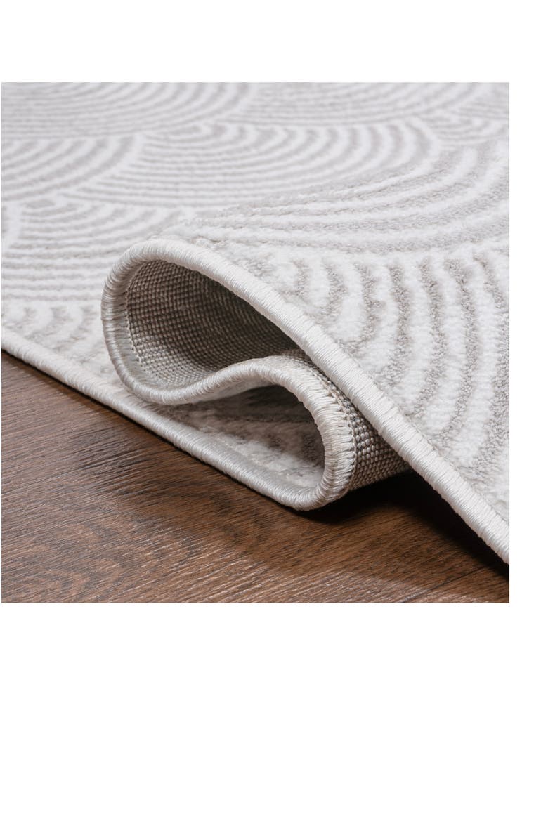 JONATHAN Y Porter Geometric Art Deco Fan Pattern High-Low Area Rug, Alternate, color, White/Light Gray