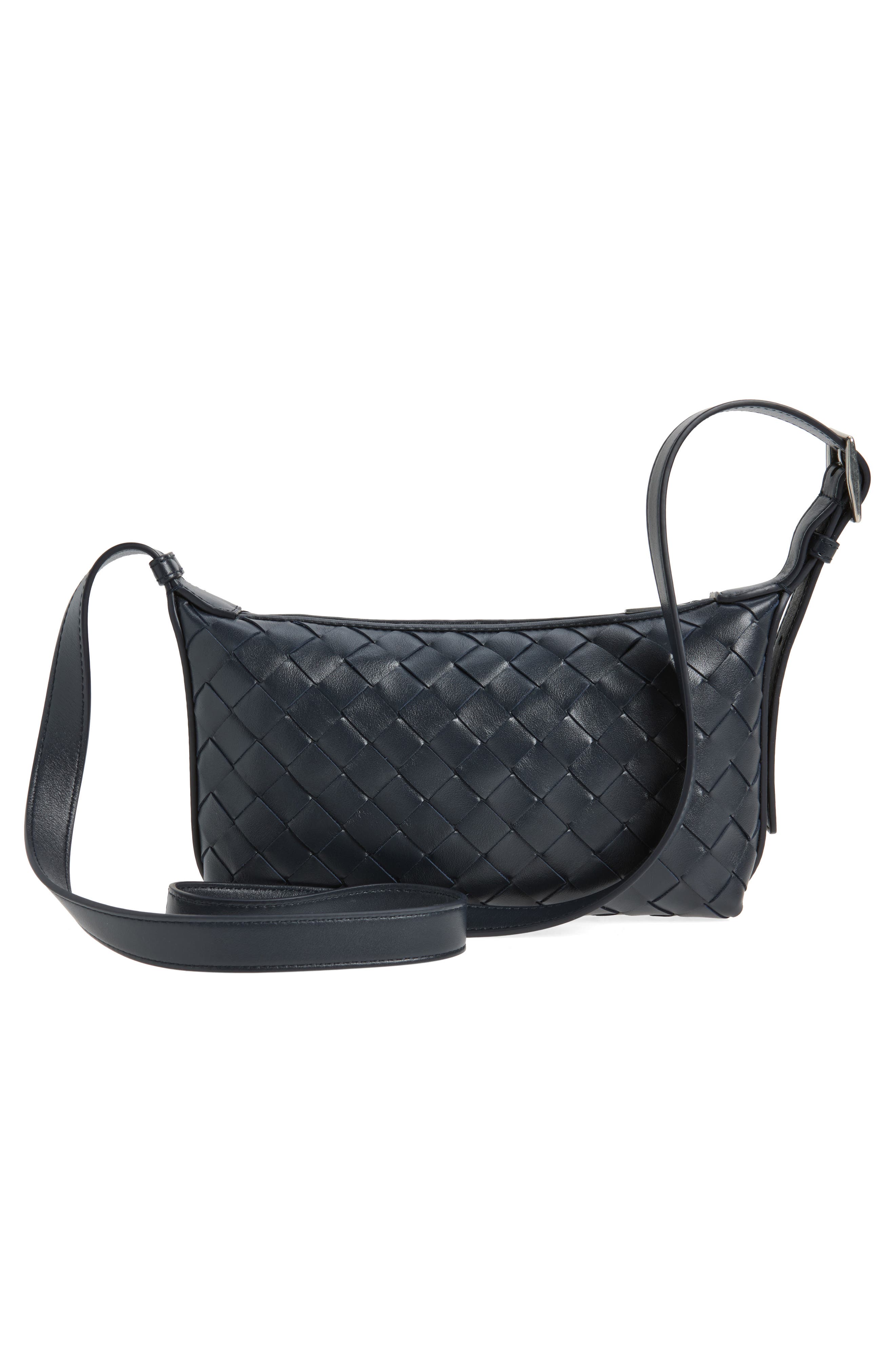 Traveler Intrecciato Leather Crossbody Bag, Alternate, color, 4330 MIDNIGHT-SILVER