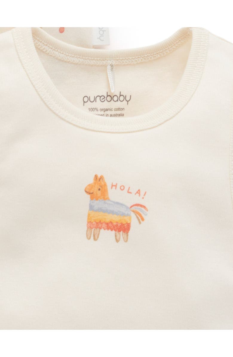 Purebaby 2 Pack Short Sleeve Ribbed Bodysuit Pinata, Alternate, color, Pinata Print