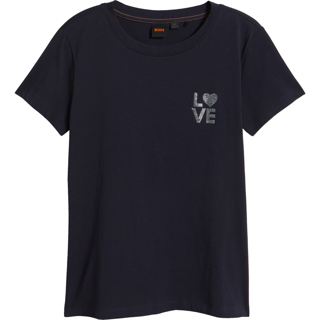 Hugo Boss Boss Orange Crystal Cotton T-shirt In Sky Captain
