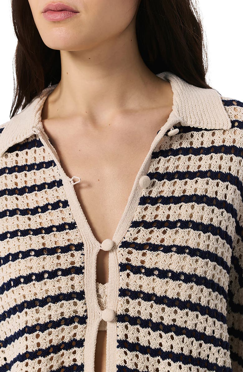 rag & bone Khloe Stripe Cardigan, Alternate, color, Ivory