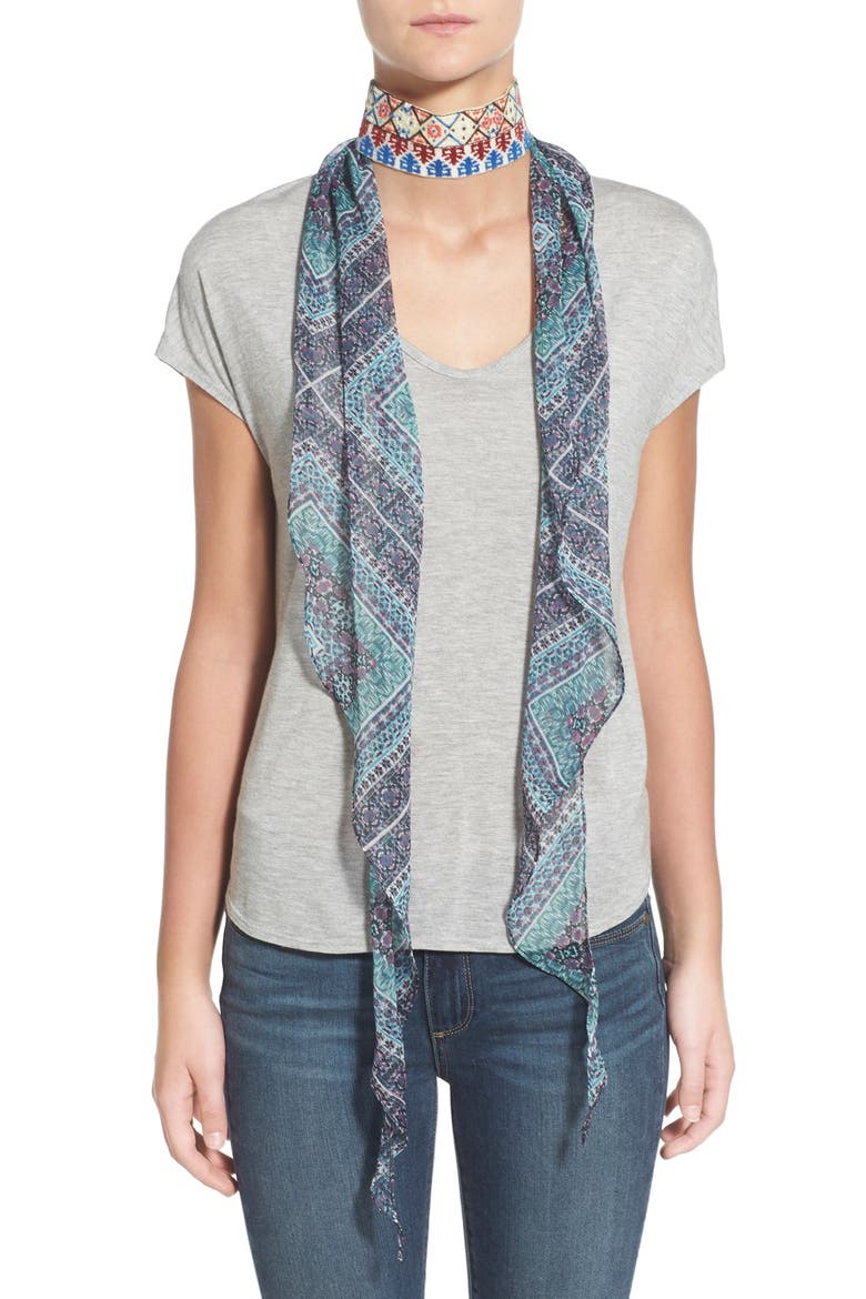BCBGeneration 'Mosaic Me' Embroidered Scarf, Main, color, BLACK MULTI