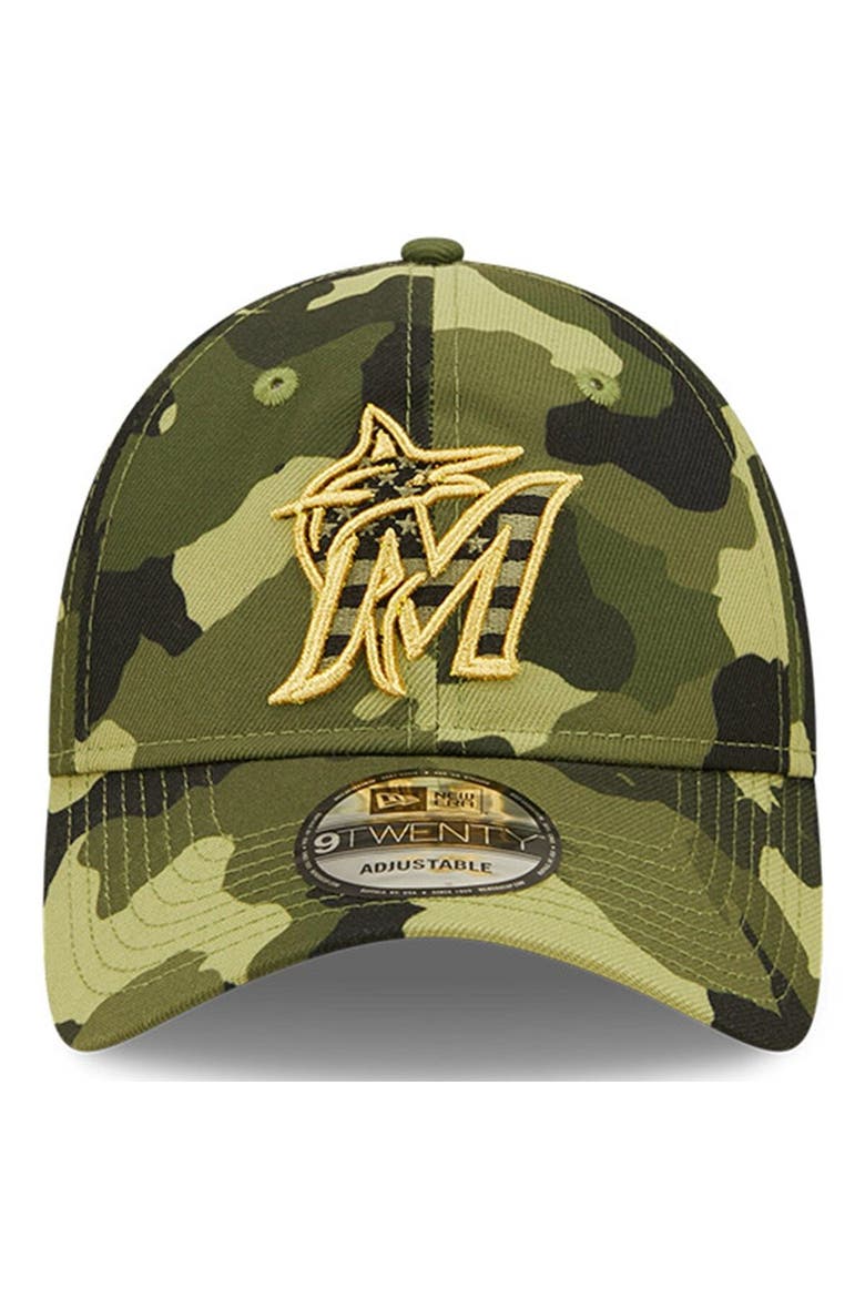 Men's New Era Camo Miami Marlins 2022 Armed Forces Day 9TWENTY Adjustable Hat, Alternate, color, Camo