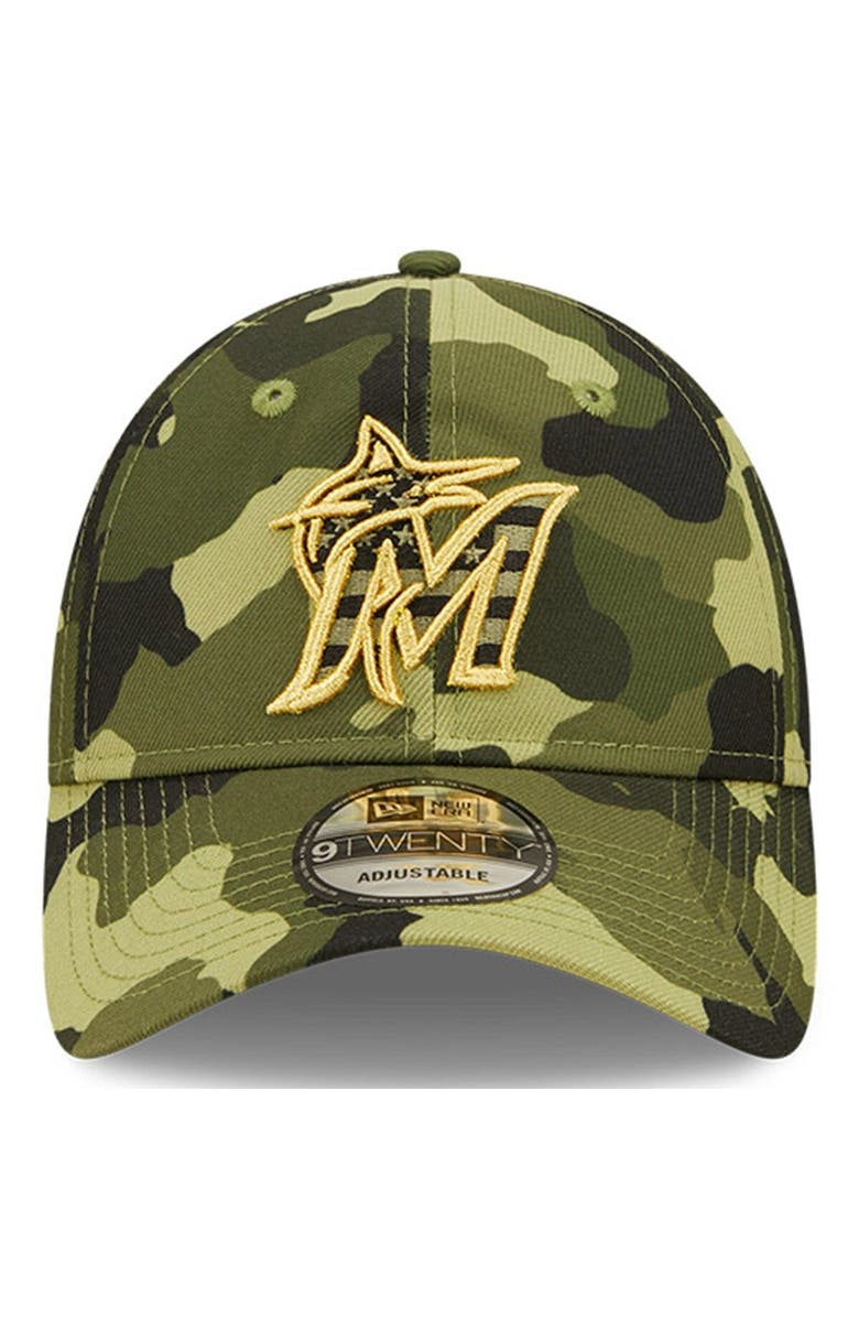 New Era Men's New Era Camo Miami Marlins 2022 Armed Forces Day 9TWENTY Adjustable Hat, Alternate, color, 