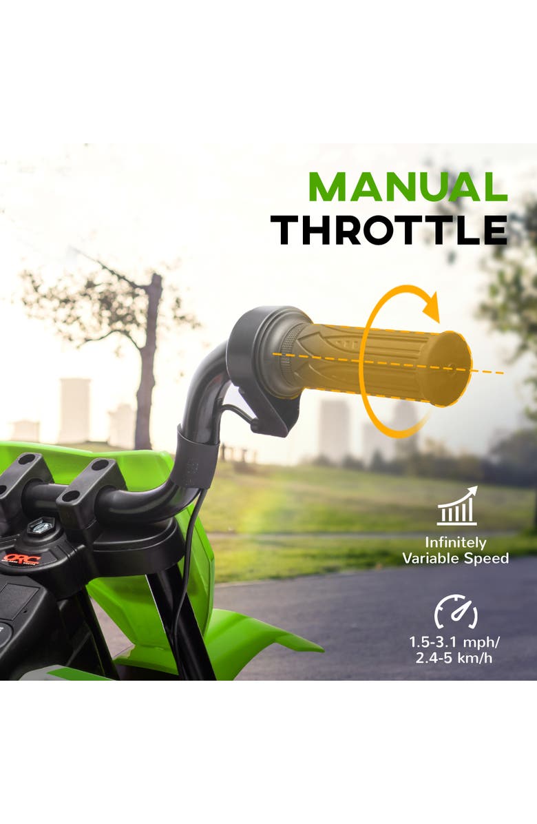 Qaba Kids Electric Motorcycle, 12V, Twist Throttle, Training Wheels, Rear Suspension, Music, Alternate, color, Green