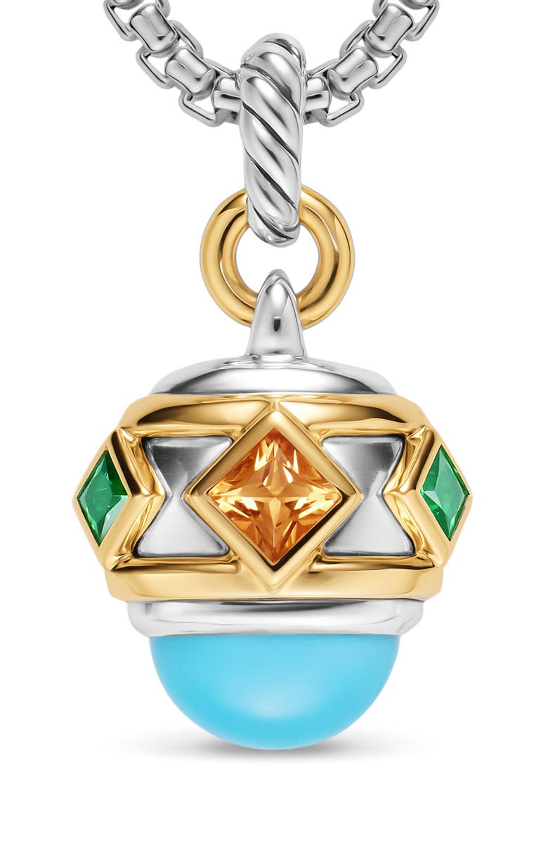 David Yurman Renaissance Amulet in 18K Yellow Gold, 29m, Alternate, color, Tsavorite