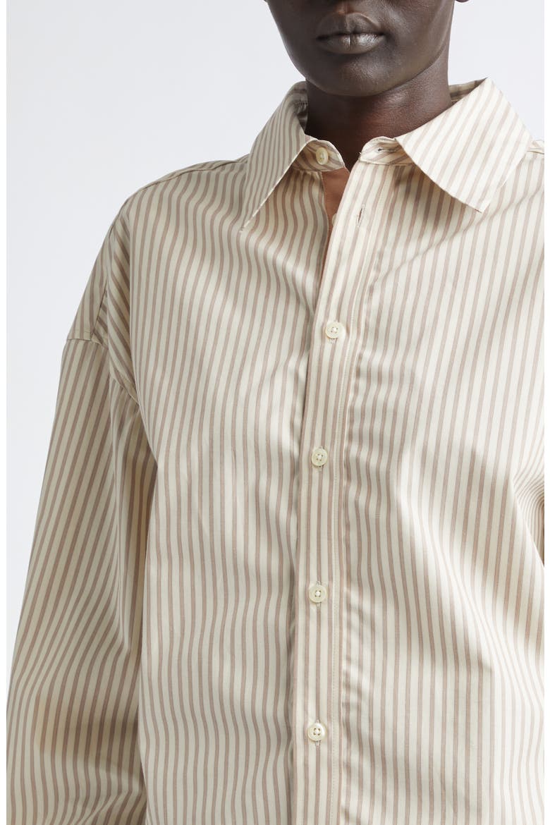 Tegan Stripe Cotton Poplin Button-Up Shirt, Alternate, color, CURRANT