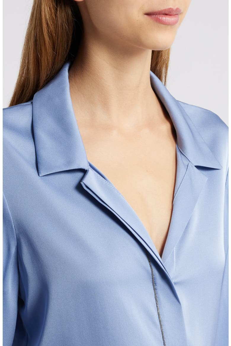 Stretch Silk Button-Up Shirt, Alternate, color, PERIWINKLE