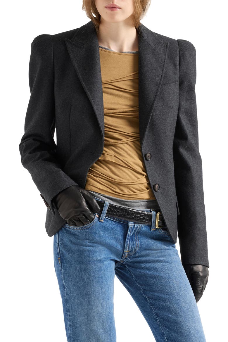 High Shoulder Wool Blazer, Main, color, WOOL MINK
