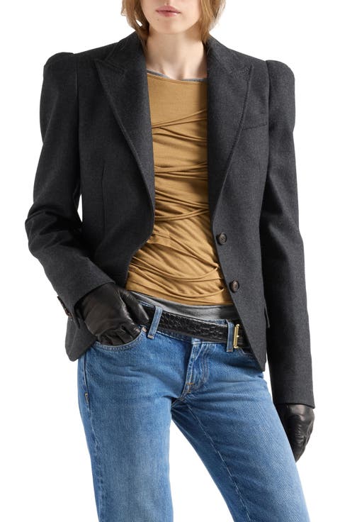 High Shoulder Wool Blazer