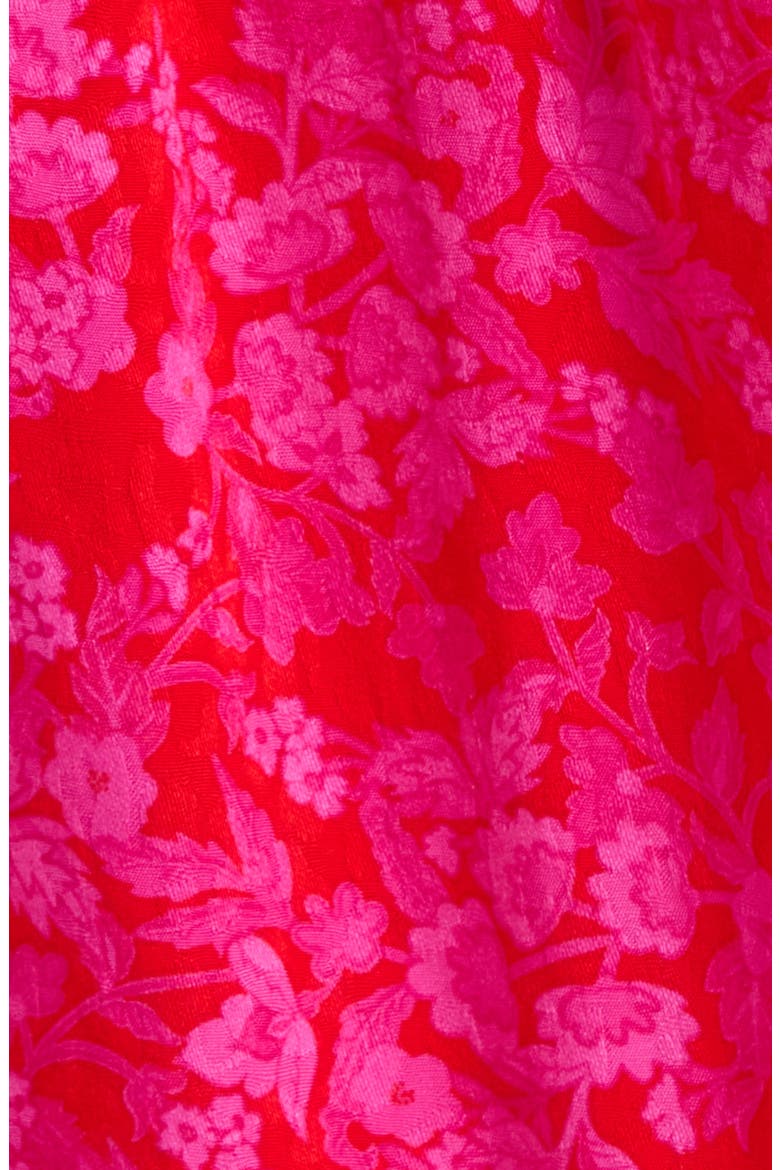 Seldy Smocked Bodice Long Sleeve Midi Dress, Alternate, color, RED-FUCHSIA