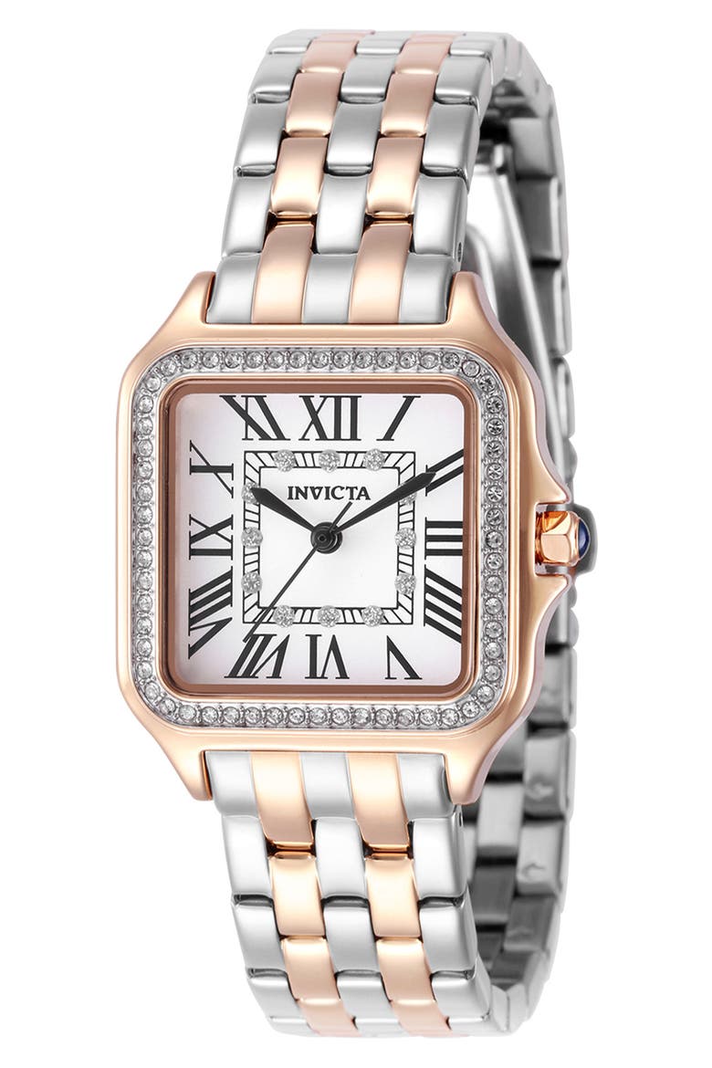 Angel Crystal Accent Bracelet Watch, 28mm, Main, color, WHITE/ TWO TONE ROSE
