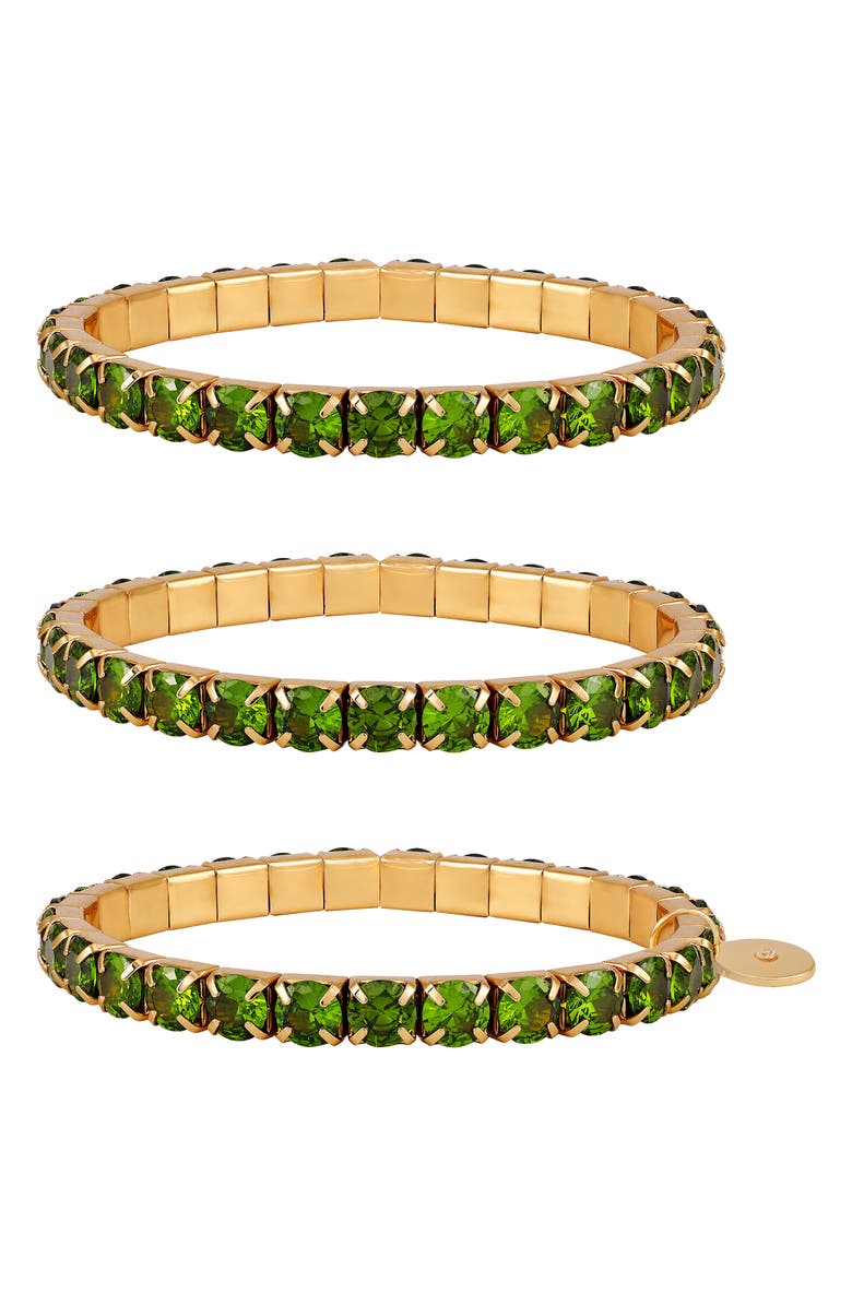 Vince Camuto Set of 3 Stretch Bracelets, Main, color, Green