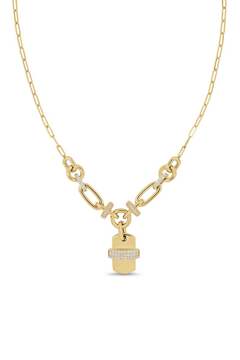 Varda 18k Gold Diamond Dog Tag Statement Necklace, Main, color, 18K YELLOW GOLD